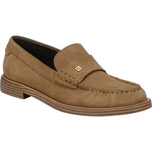 Franco Sarto Women's Yulisa Suede Round Toe Penny Loafers Taupe Size 8 1/2